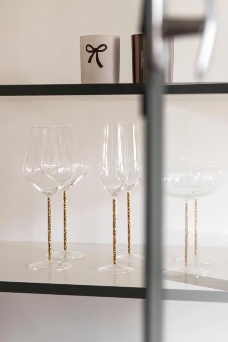 Gusta Champagneglas Glitter Goud Set - 2 Stuks