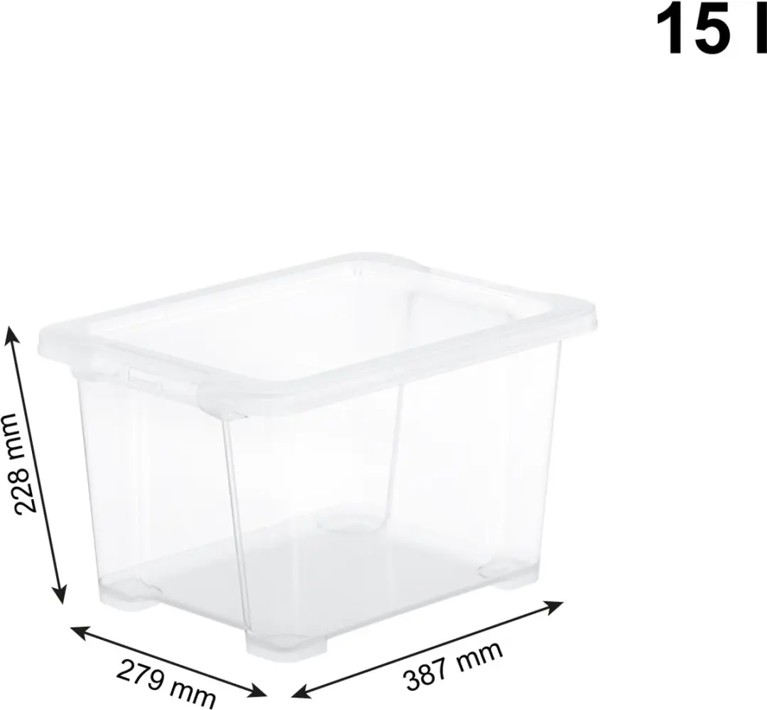 Rotho CORE Basic Opbergbox - 4 Stuks - 15L - Transparant