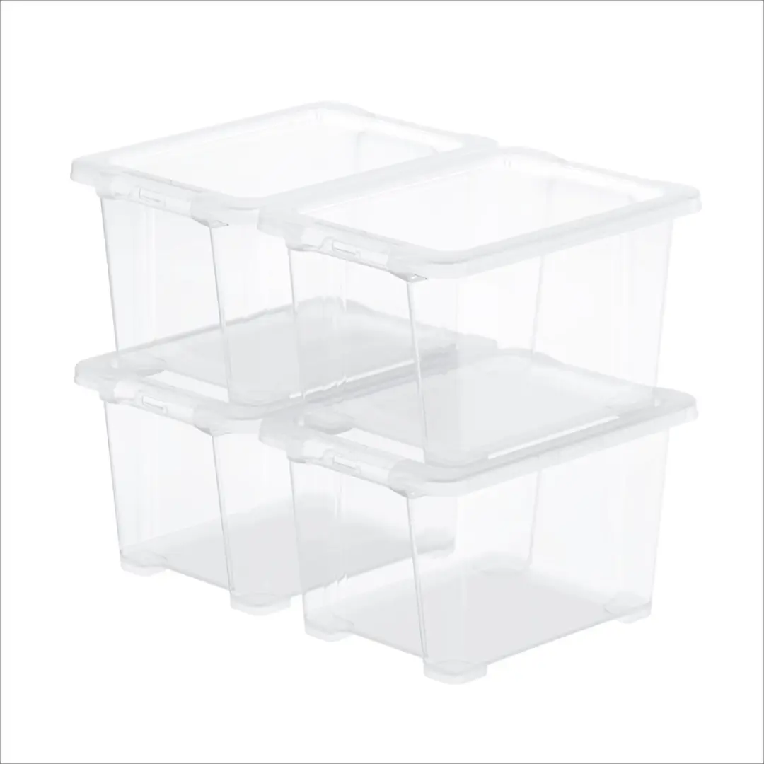 Rotho CORE Basic Opbergbox - 4 Stuks - 15L - Transparant
