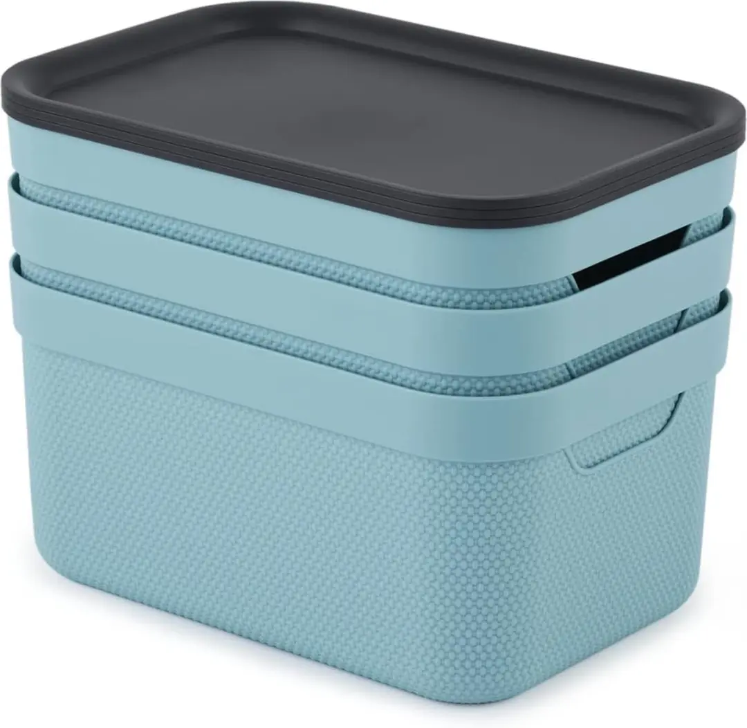 Rotho Jive Opbergboxen Set 3x5L - Turquoise/Anthraciet - afbeelding 3 van 3