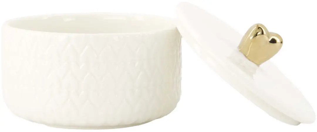Zusss Bonbon Dish Heart Keramiek - Wit/Goud