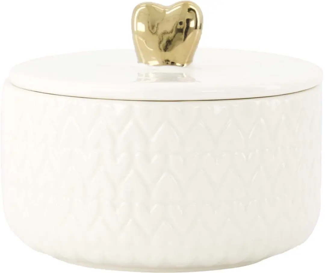 Zusss Bonbon Dish Heart Keramiek - Wit/Goud
