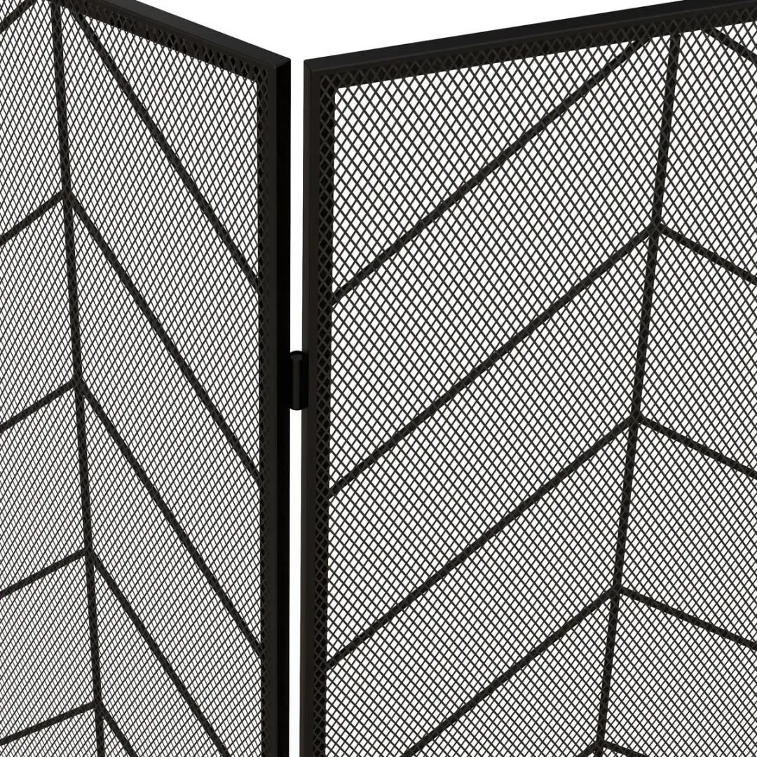 Homcom Kaminscherm Staal 135x120x85cm - Zwart