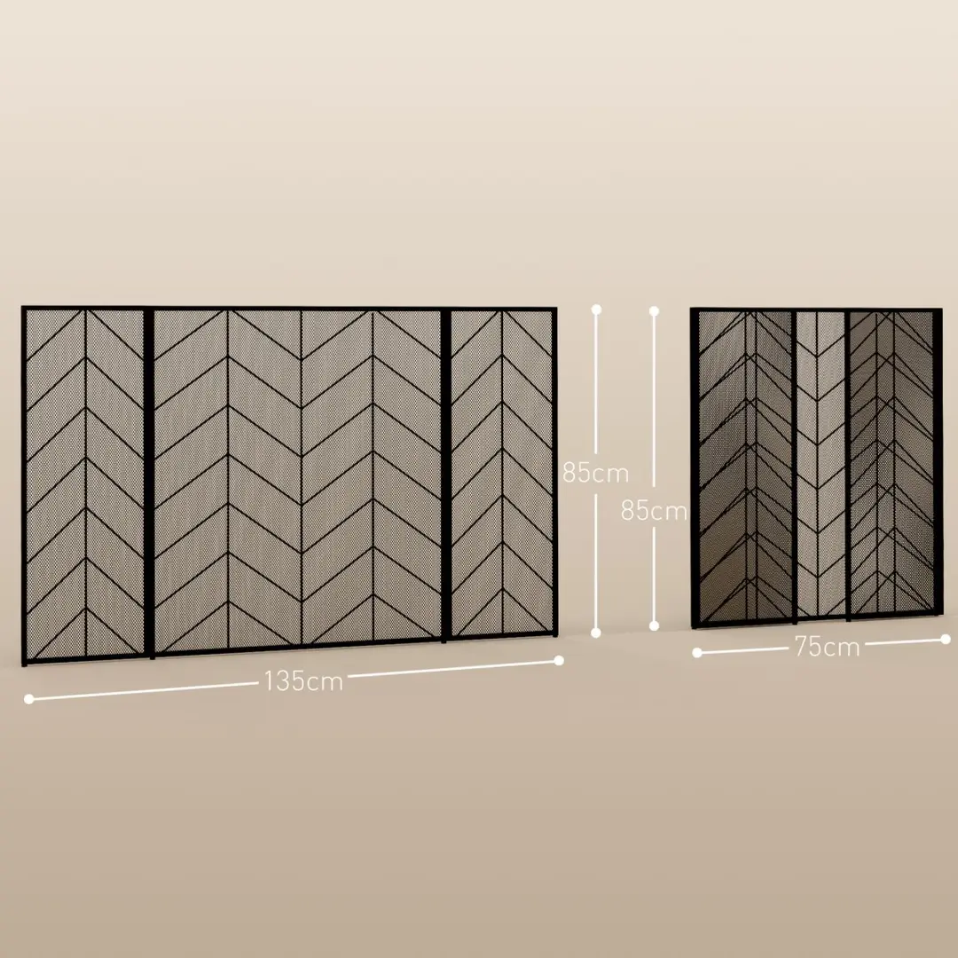 Homcom Kaminscherm Staal 135x120x85cm - Zwart