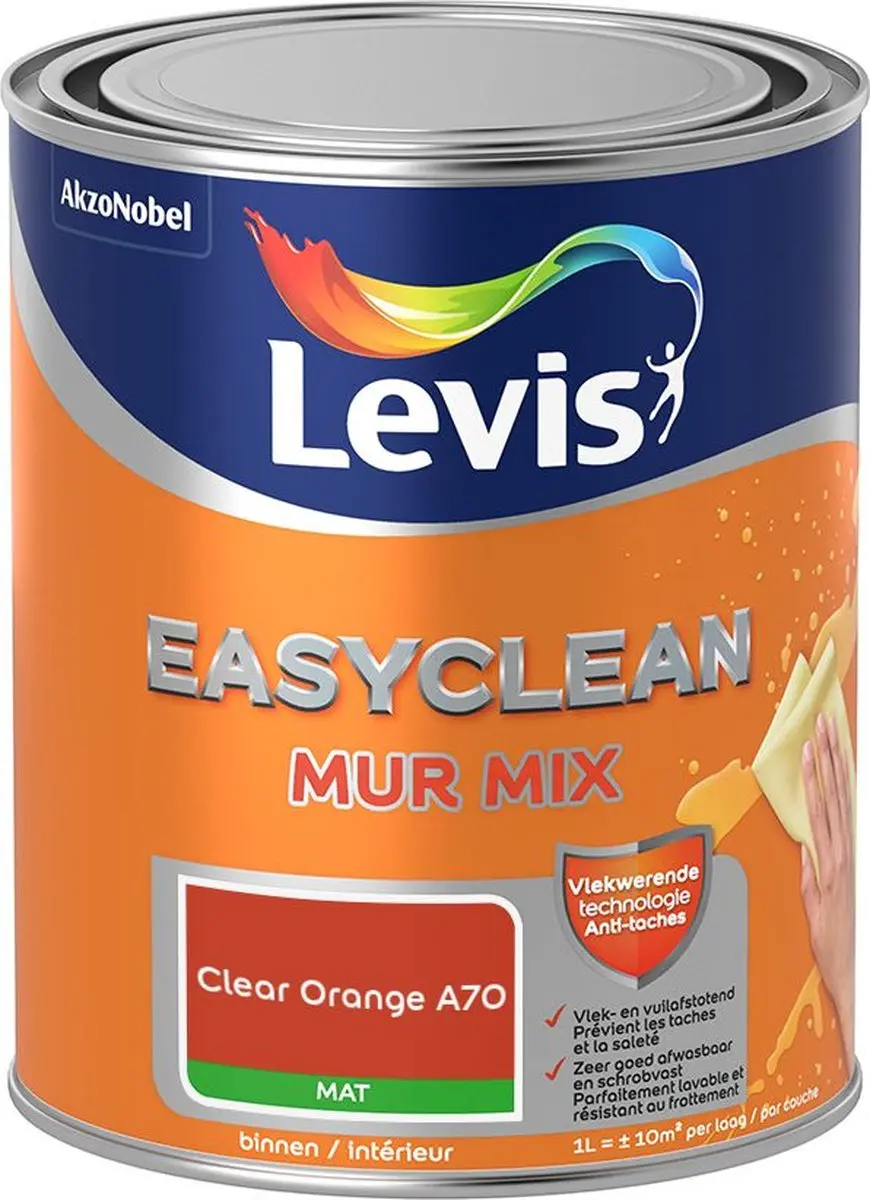 Levi's Easyclean Mur Mat Mix Clear Orange A70 Mengverf 1L