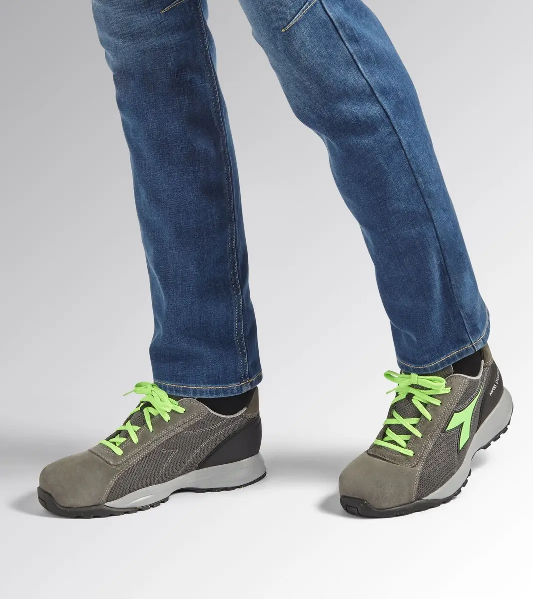 Diadora MDS Text Low S1PS Werkschoenen 35 - Coal/Groen Fluorescerend