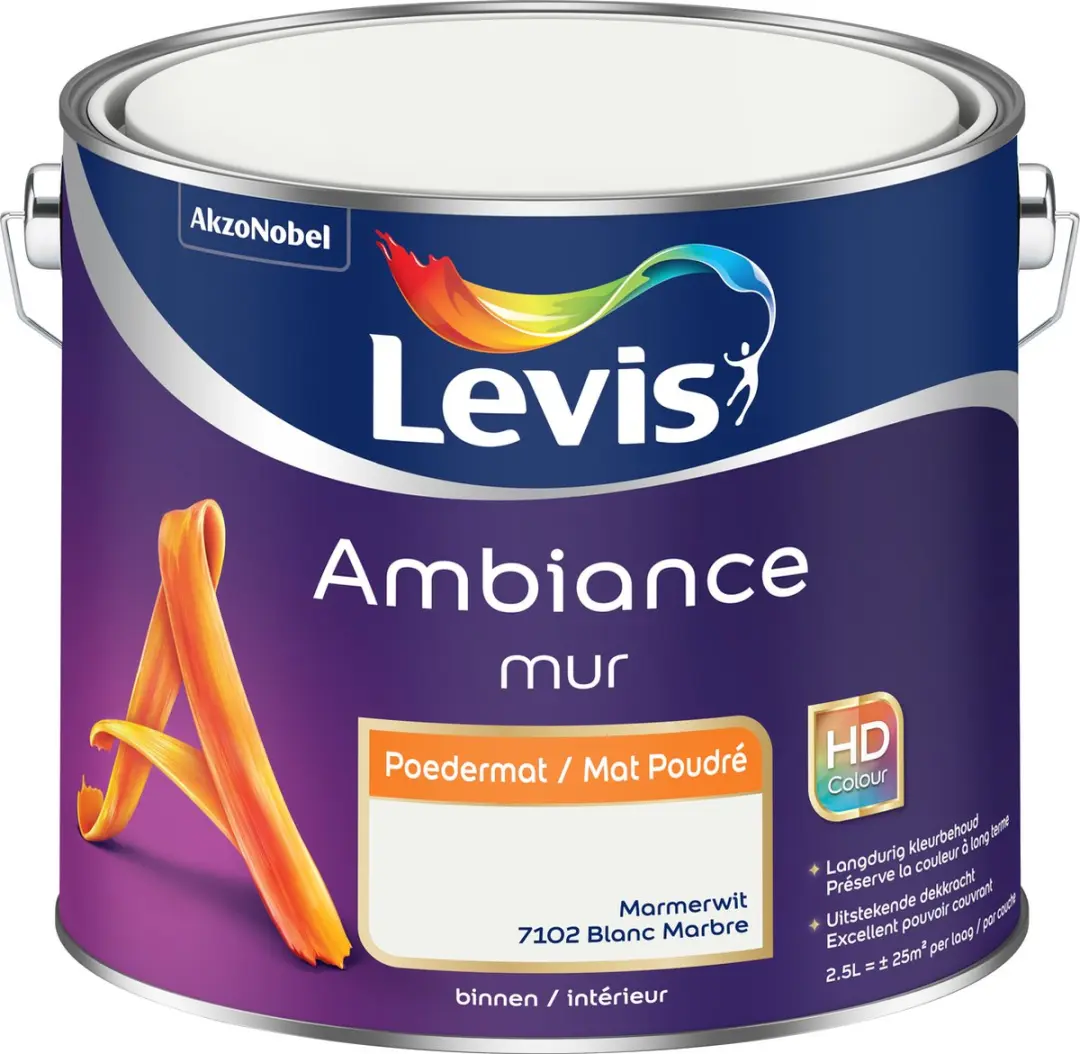 Levi's Ambiance Mur Poedermat Marmerwit 2,5L