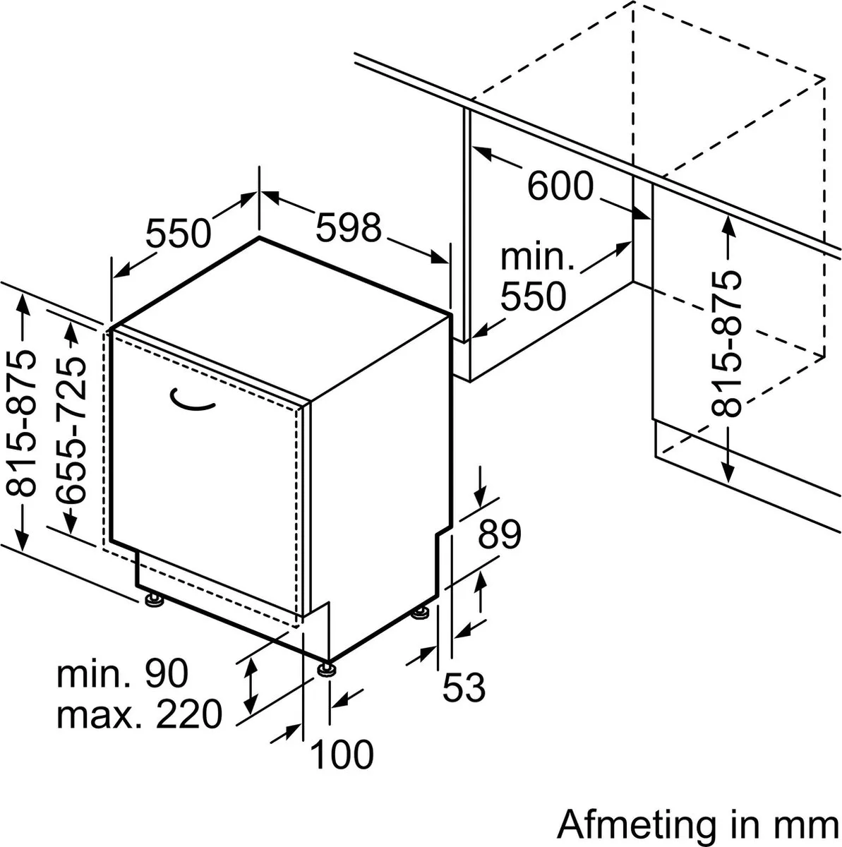Bosch SMV4EAX23N - Serie 4 - Inbouwvaatwasser - 60 cm - Zeer stil - Energielabel E - Home Connect - infoLight - Efficient Dry: verbeterde droogprestaties door de automatisch geopende deur