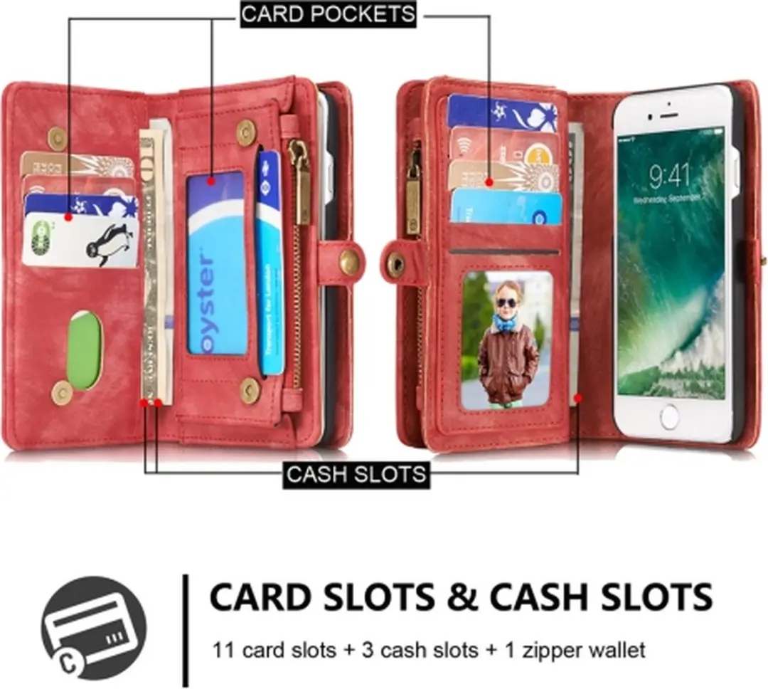 Caseme 008 Telefoonhoesje iPhone 8 - 2in1 Bookcase Portemonnee Rood