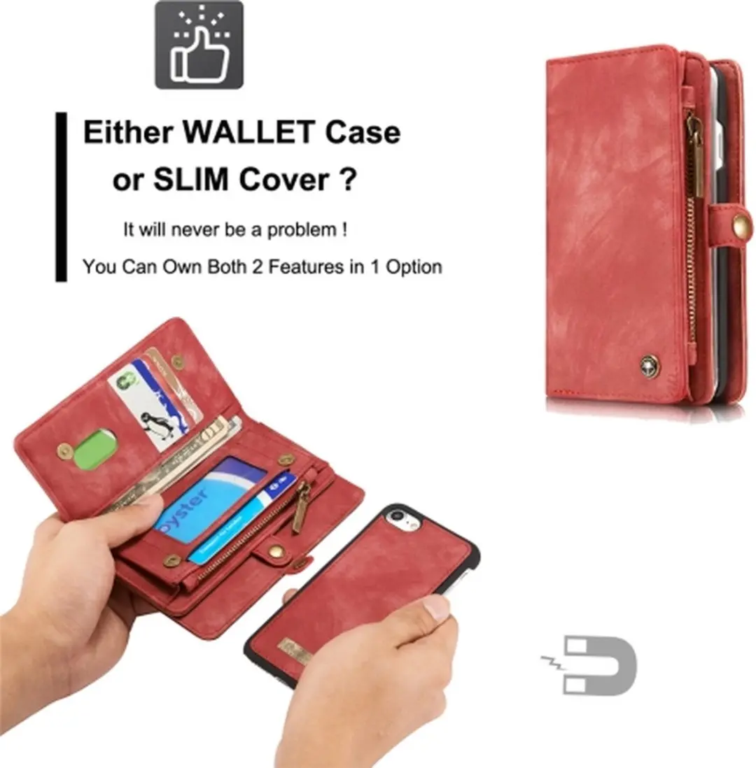 Caseme 008 Telefoonhoesje iPhone 8 - 2in1 Bookcase Portemonnee Rood