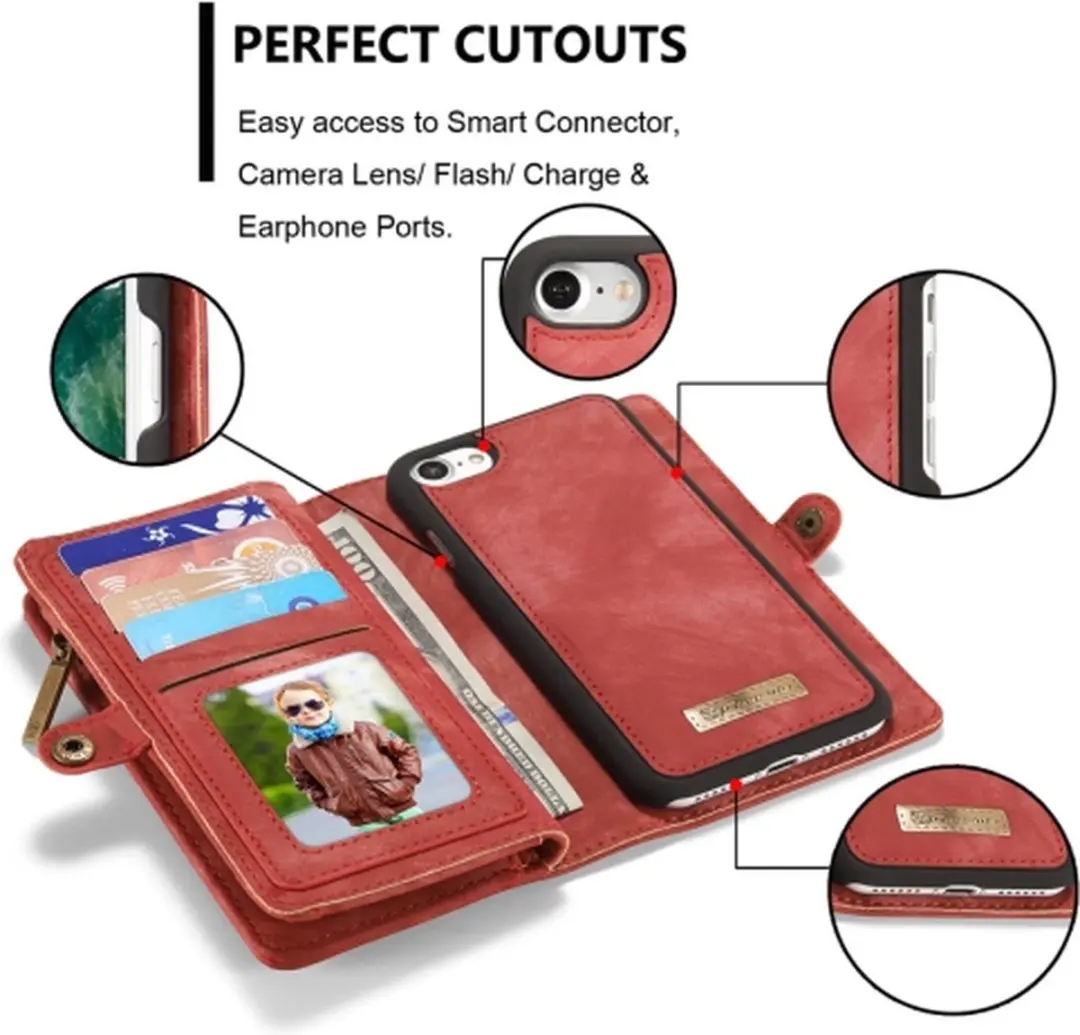 Caseme 008 Telefoonhoesje iPhone 8 - 2in1 Bookcase Portemonnee Rood