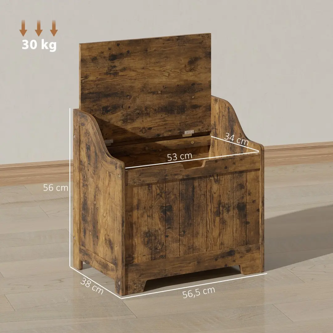 Homcom Opbergkist MDF - 61L - 56,5x38x56cm - Bruin - afbeelding 4 van 6