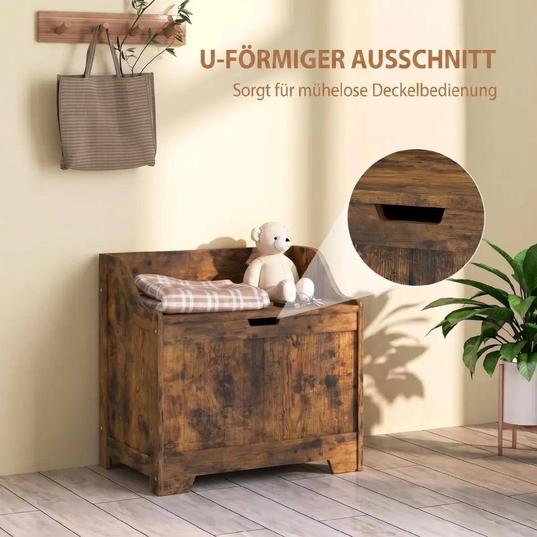 Homcom Opbergkist MDF - 61L - 56,5x38x56cm - Bruin - afbeelding 5 van 6