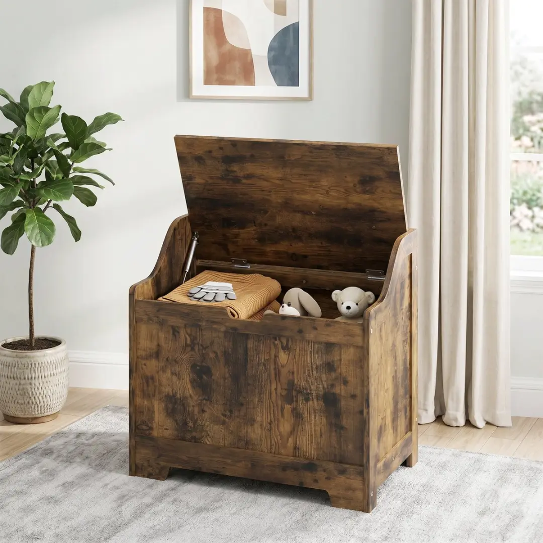 Homcom Opbergkist MDF - 61L - 56,5x38x56cm - Bruin - afbeelding 3 van 6