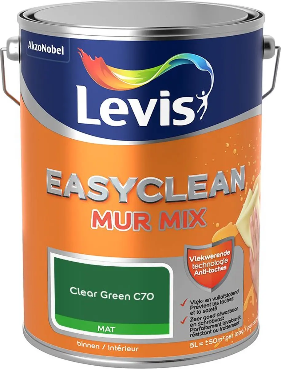 Levi's Easyclean Mur Mat Mix Clear Green C70 Mengverf 5L