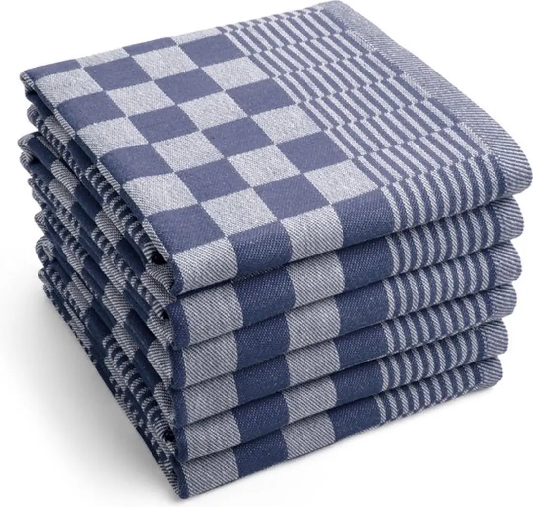 Mewave Theedoekenset Blok Blauw