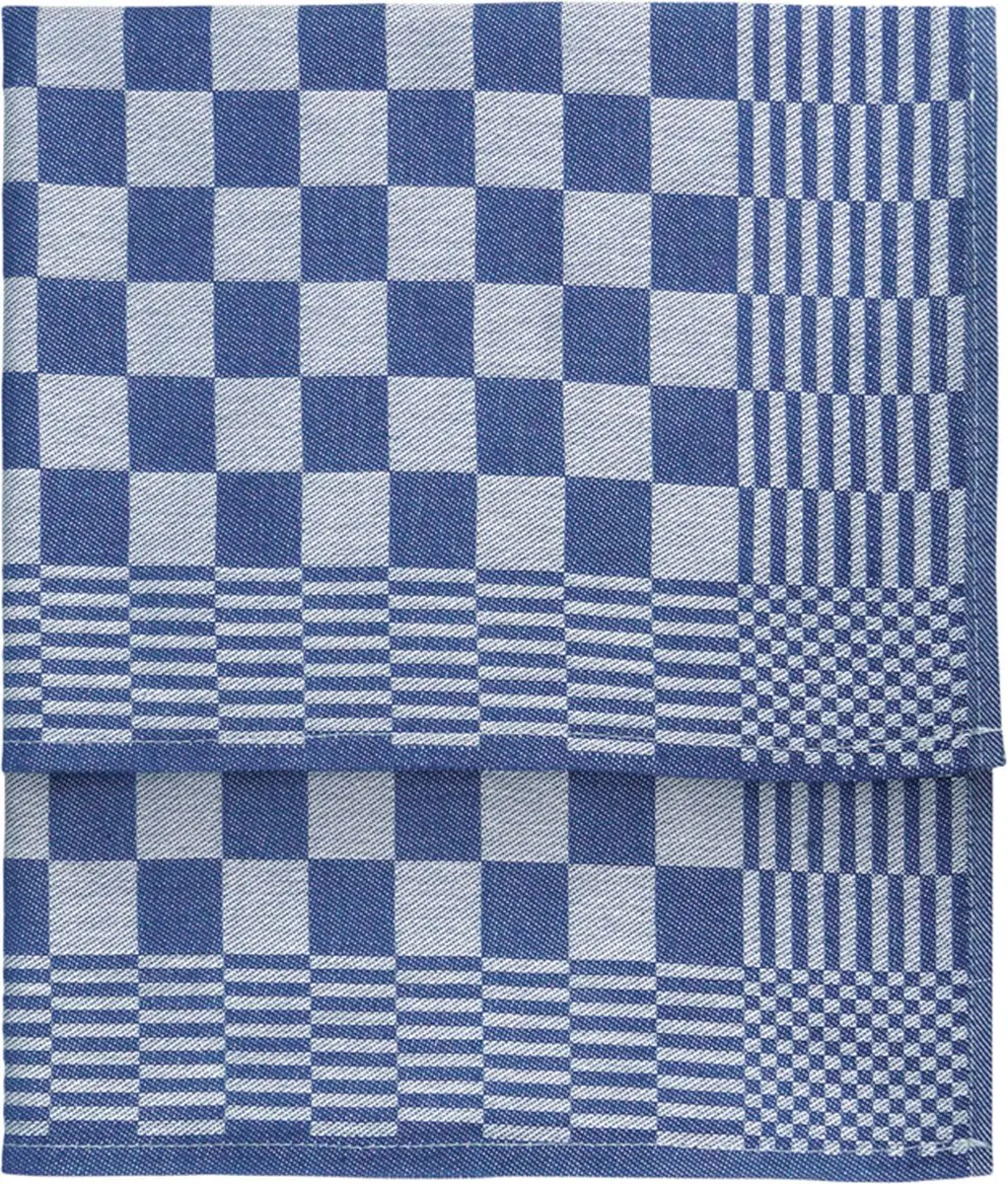 Mewave Theedoekenset Blok Blauw - 6 Stuks