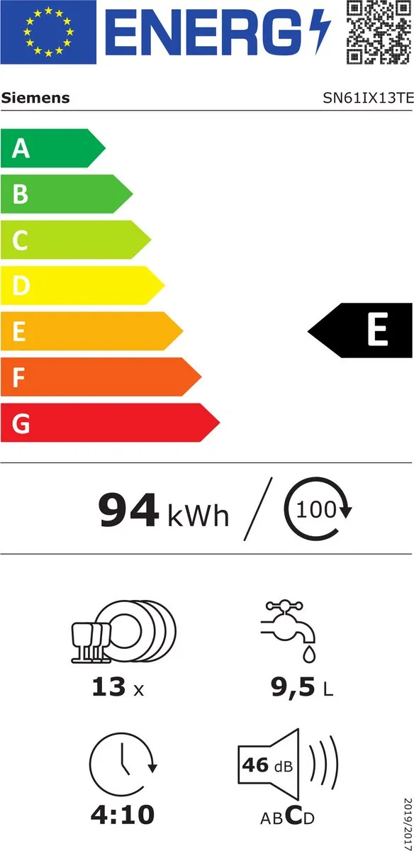 Siemens SN61IX13TE Inbouwvaatwasser 60cm - 13 Couverts - RVS