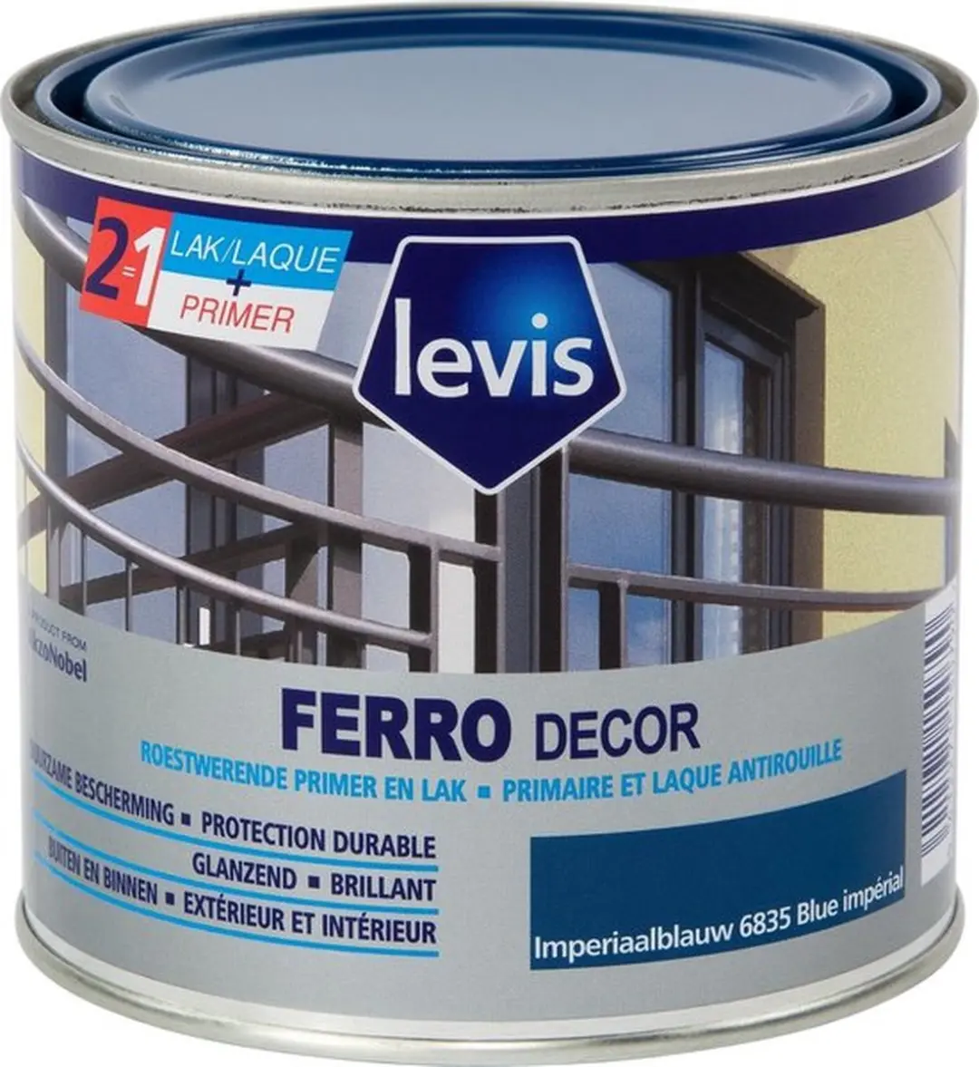 Levi's Ferro Decor Imperiaalblauw Roestwerende Primer & Lak 0.5L