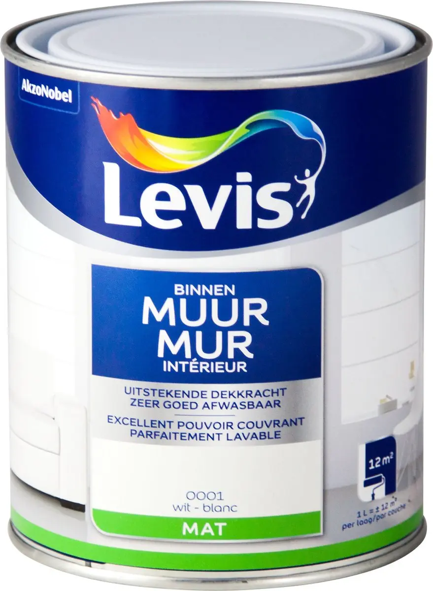 Levi's Muurverf Binnen Wit 1L