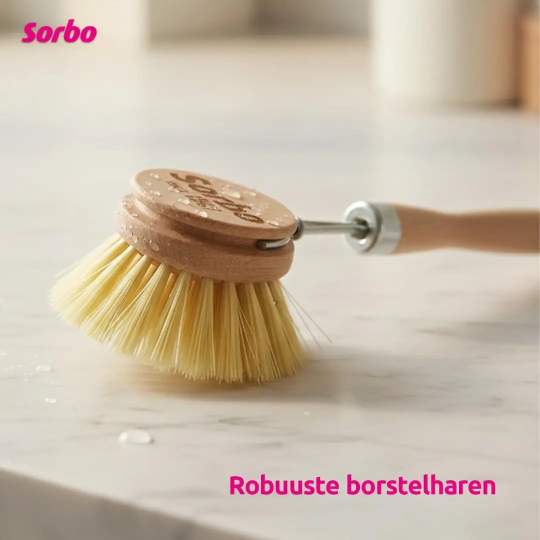 Sorbo Houten Afwasborstel Rond Regular - Beige - afbeelding 6 van 6