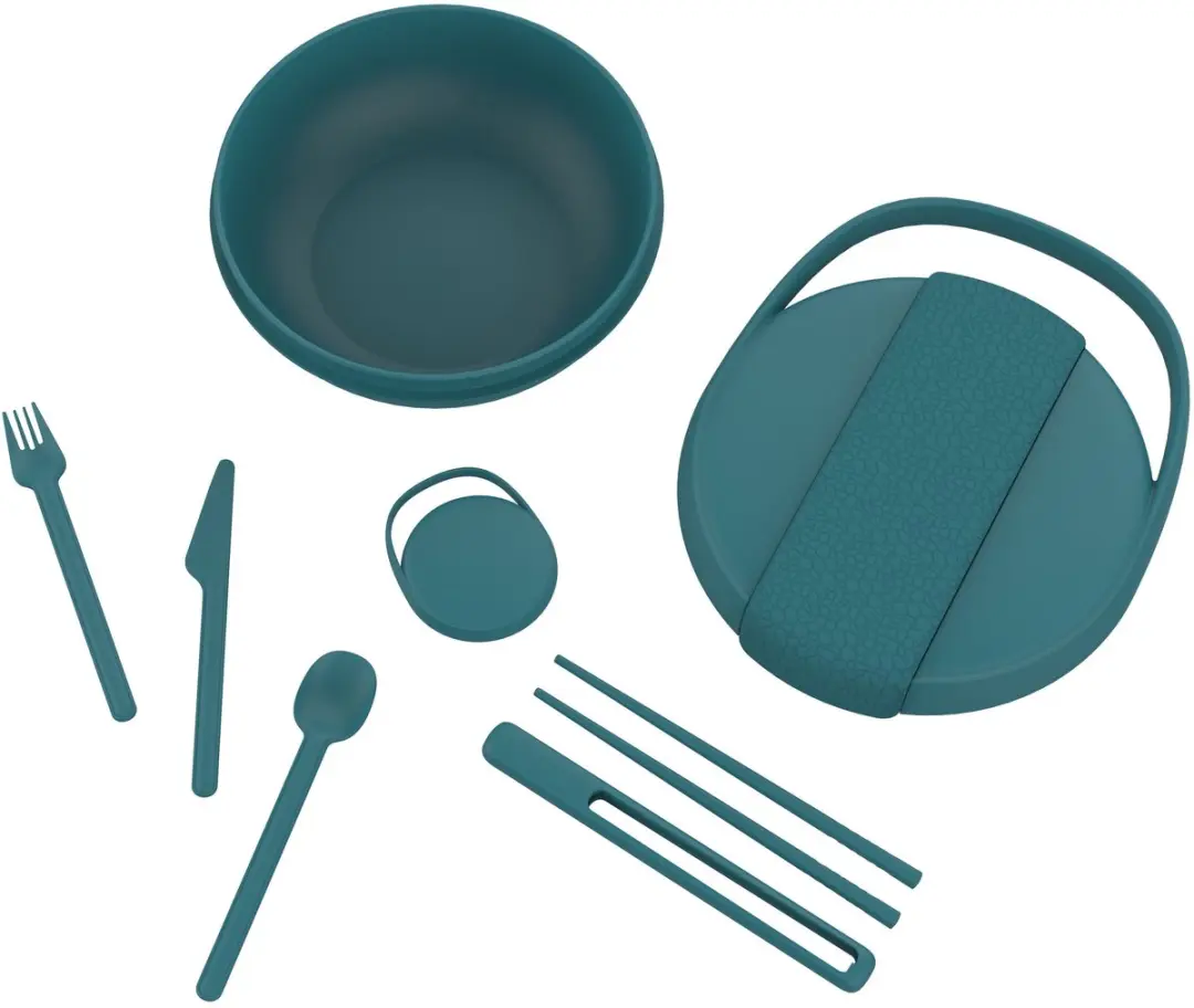 Hip OBP Clutch Lunchbox met Bestekset - Groen - 4 Stuks