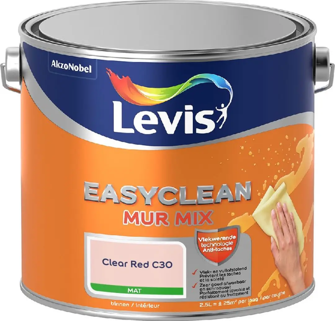Levi's Easyclean Mur Mat Mix Clear Red C30 Mengverf 2,5L