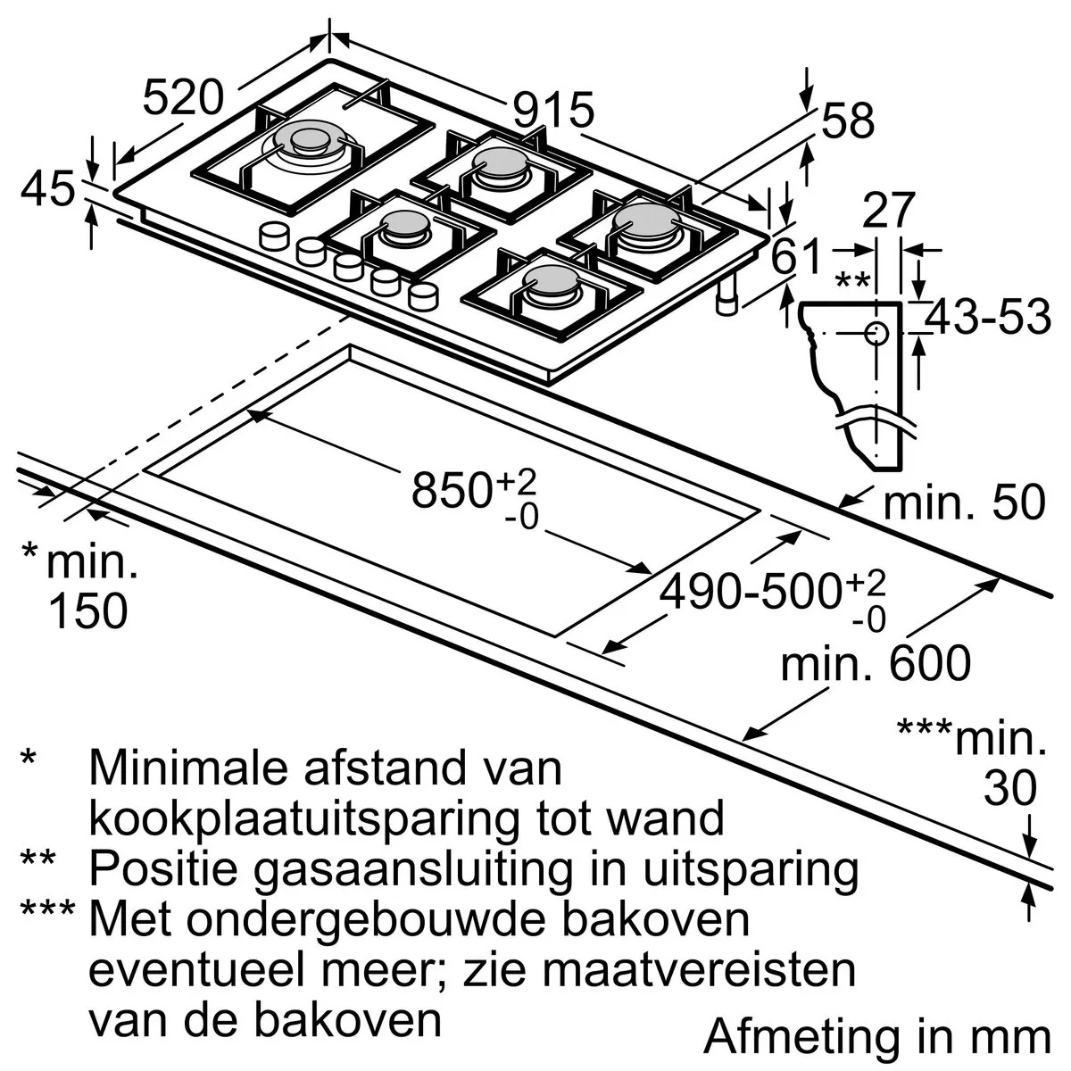 Siemens iQ500 EP9A6MI40N Gaskookplaat 90cm - 5 Zones - Zwart