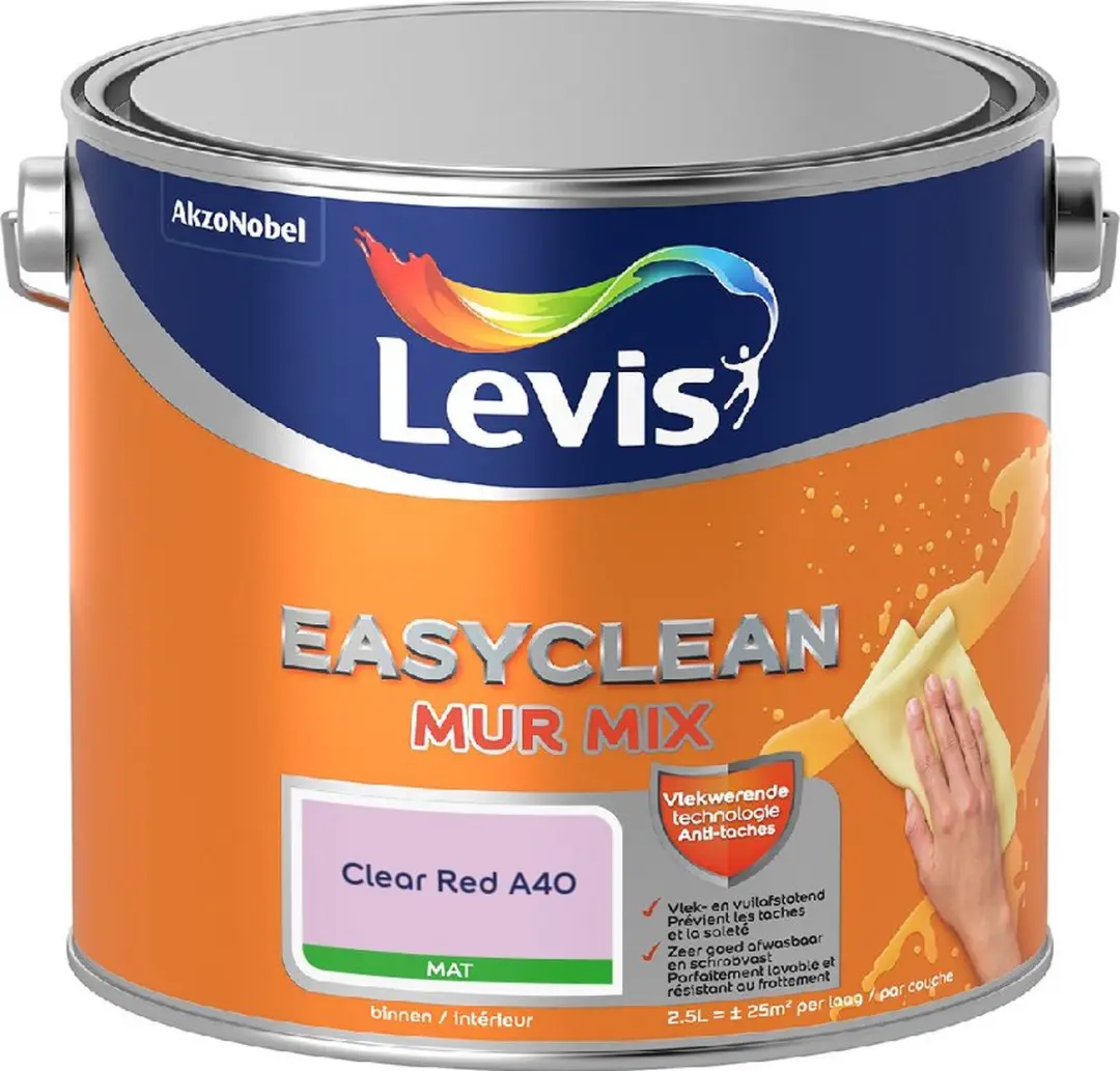 Levi's Easyclean Mur Mat Mix Clear Red A40 Mengverf 2,5L