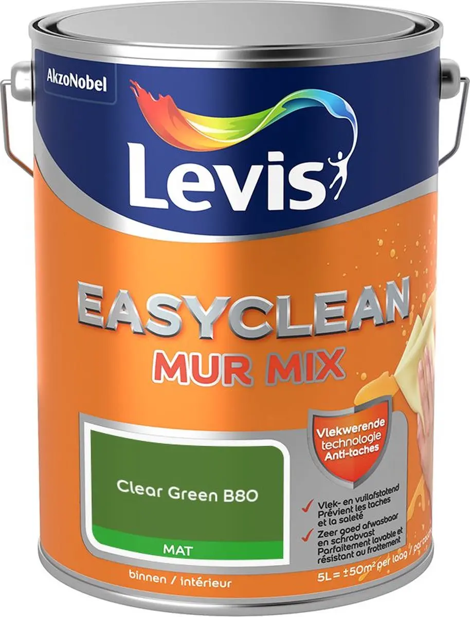 Levi's Easyclean Mur Mat Mix Clear Green B80 Mengverf 5L