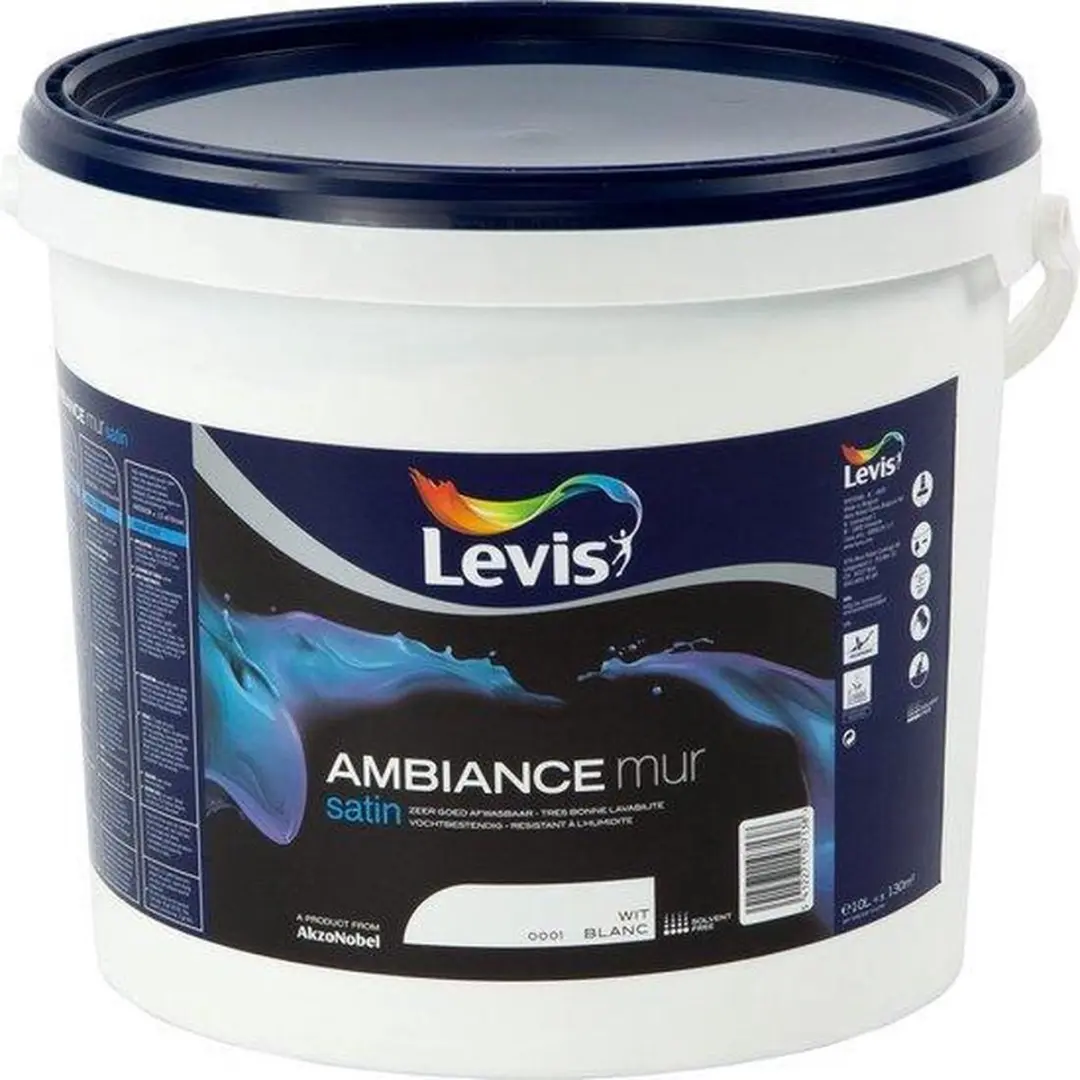 Levi's Ambiance Mur Satin Muurverf 5L - RAL 9010 Gebrokenwit