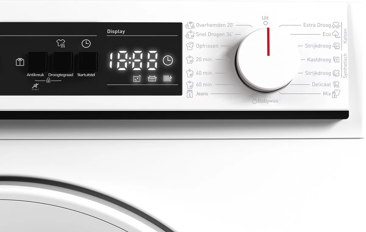 Sharp KDNHA8S6PWEBX- warmtepomp droger – 8 kg – energie label E – 15 programma’s – LED binnenverlichting – wit