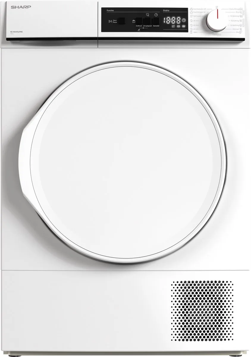 Sharp KDNHA8S6PWEBX- warmtepomp droger – 8 kg – energie label E – 15 programma’s – LED binnenverlichting – wit