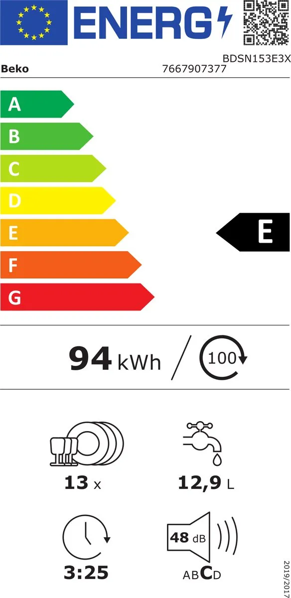 Beko BDSN153E3X Semi-ingebouwde Vaatwasser 13 Couverts - Zilver