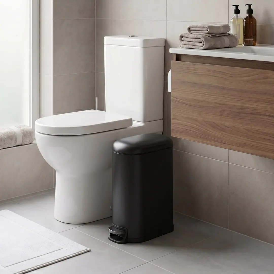Songmics Prullenbak Badkamer 10L - Zwart - Soft-Close