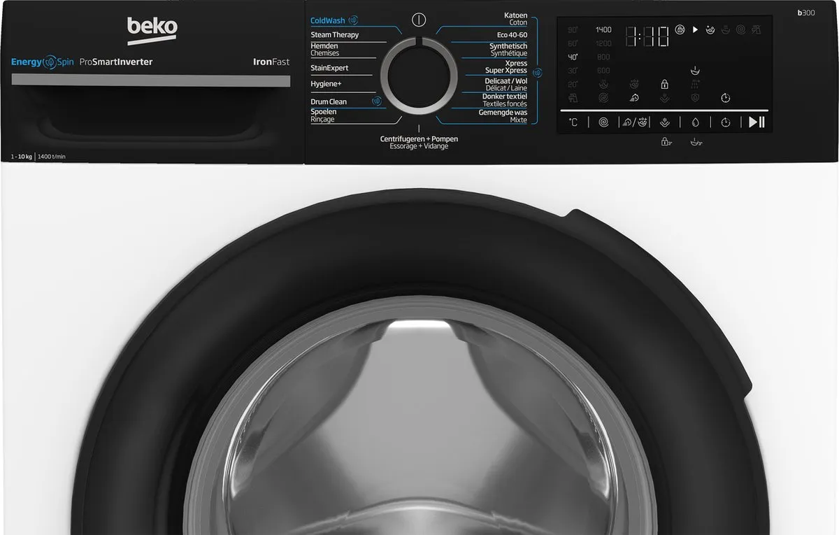 Beko BM3WFU41041B Wasmachine 10kg 1400 RPM - Zwart/Wit - afbeelding 6 van 6