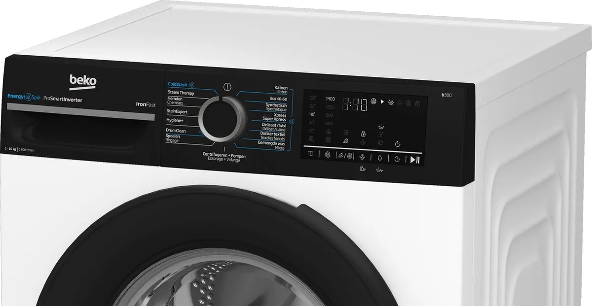 Beko BM3WFU41041B Wasmachine 10kg 1400 RPM - Zwart/Wit