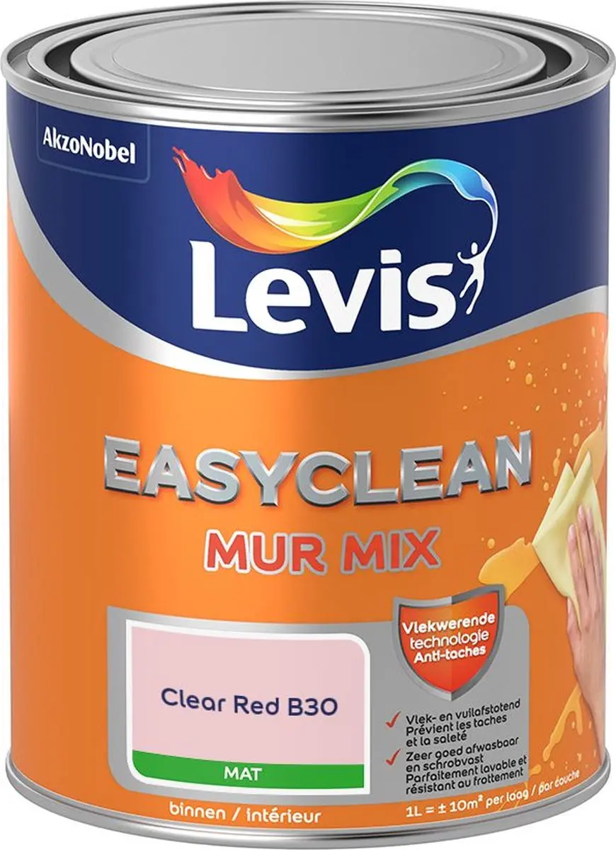 Levi's Easyclean Mur Mat Mix Clear Red B30 Mengverf 1L