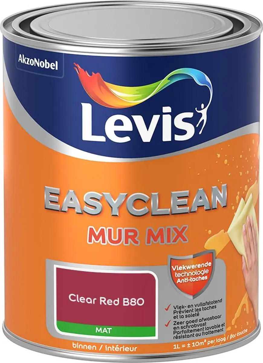 Levi's Easyclean Mur Mat Mix Clear Red B80 Mengverf 1L