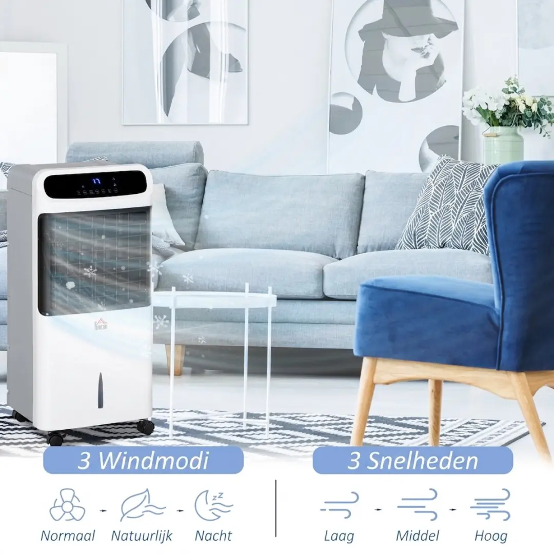 Homcom 4-in-1 Aircooler 12L - Wit