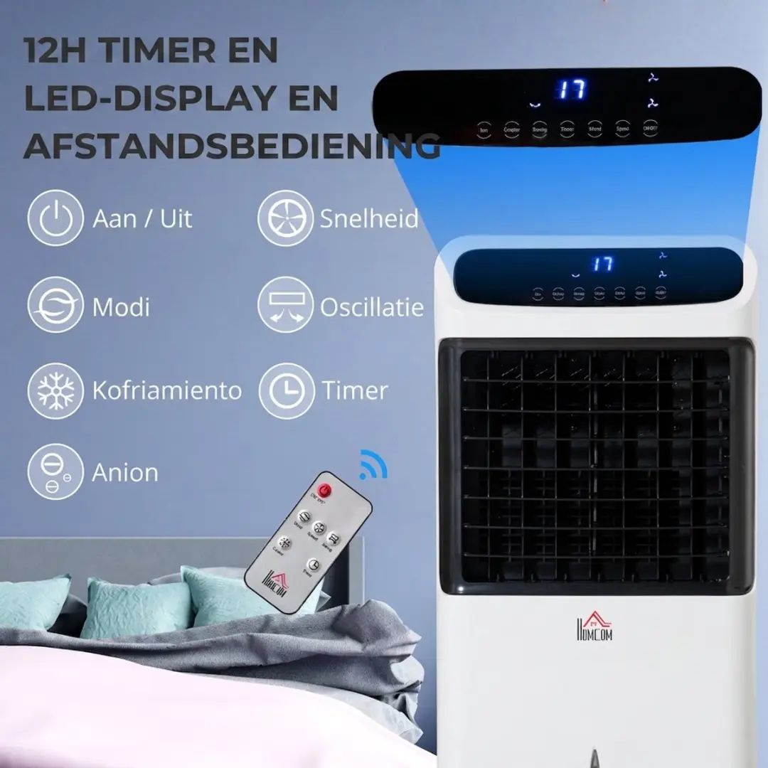 Homcom 4-in-1 Aircooler 12L - Wit