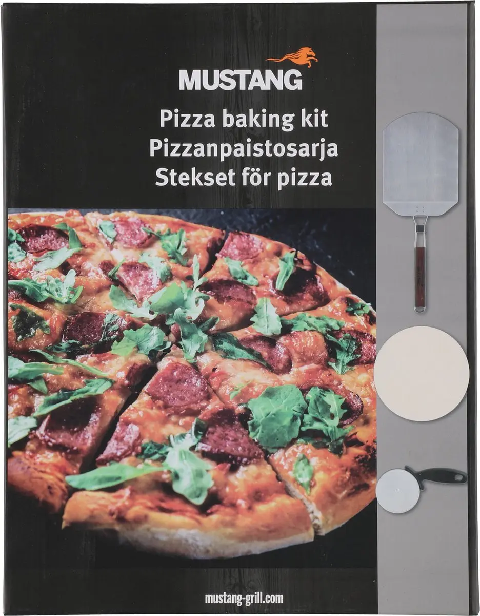 Mustang 3-delige Pizza set - Pizzasteen Ø32cm + Snijder + Schep