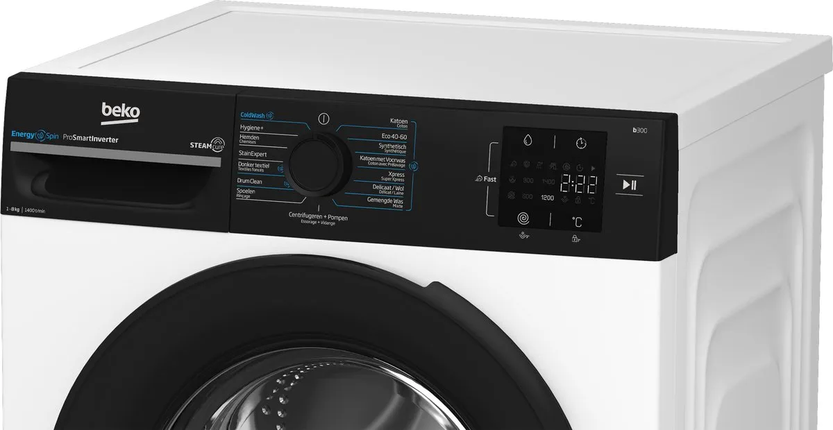 Beko BM3WFT3841B1 Wasmachine 8 kg - Wit