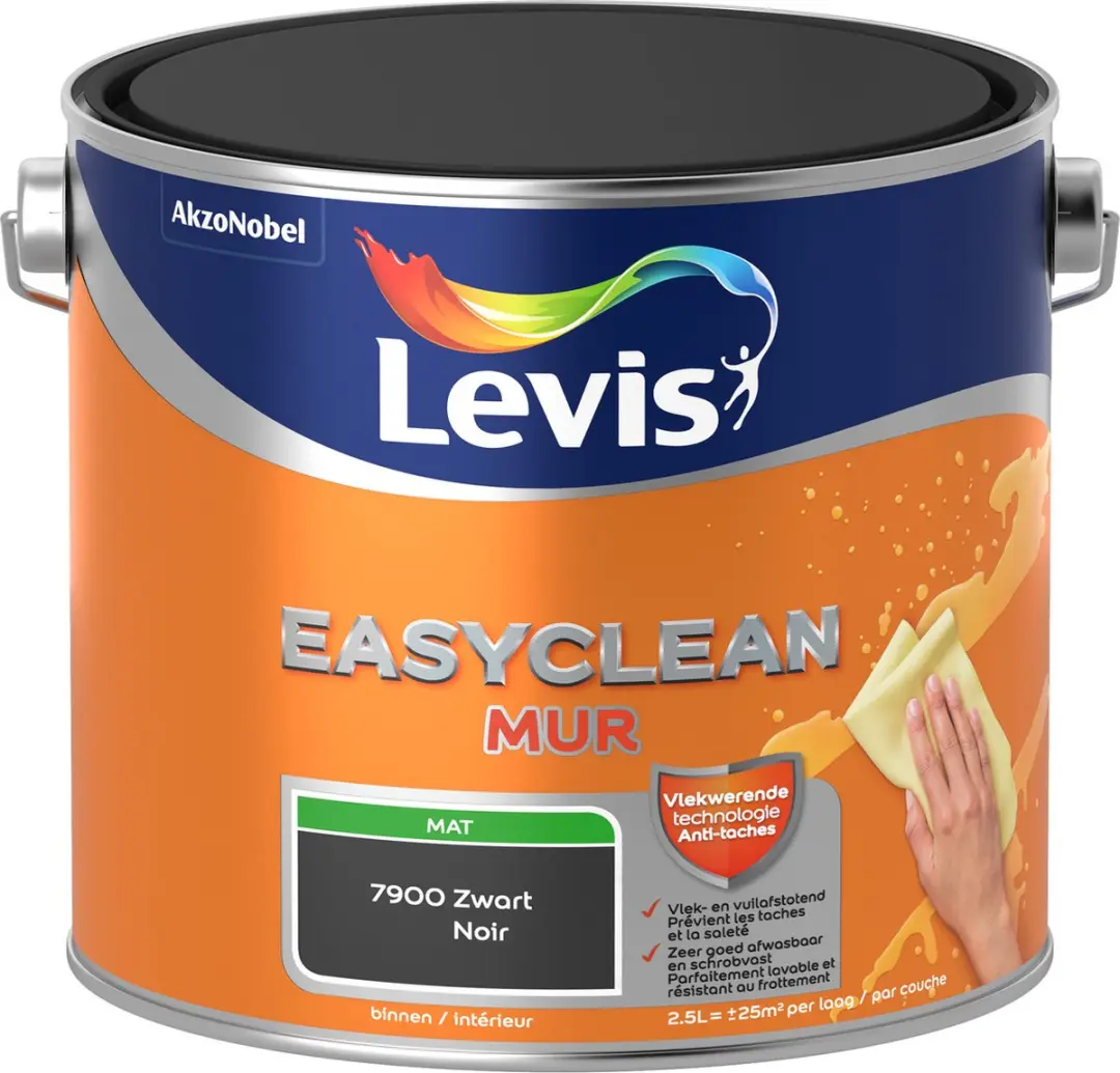 Levi's Easyclean Mur Mat Zwart 2,5L