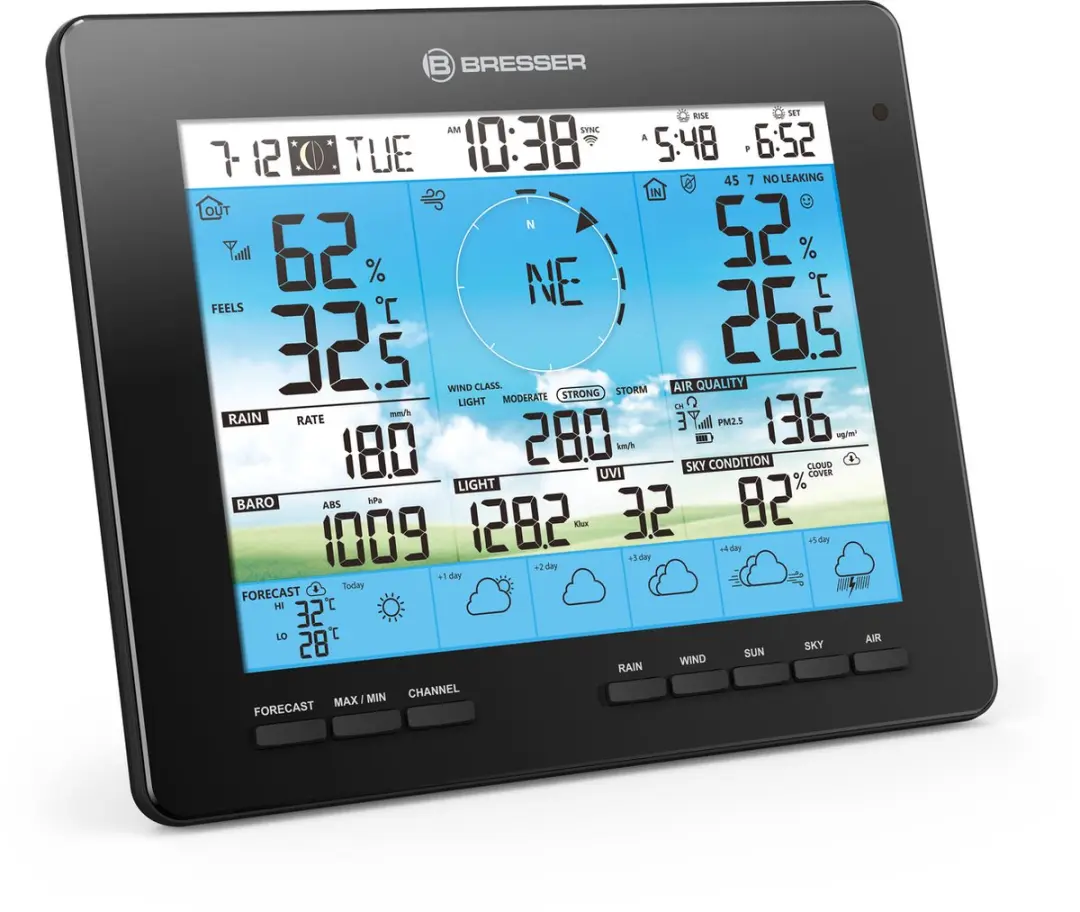 Bresser 4CAST PRO WIFI Weerstation - 7-in-1 Sensor - Zwart/Wit