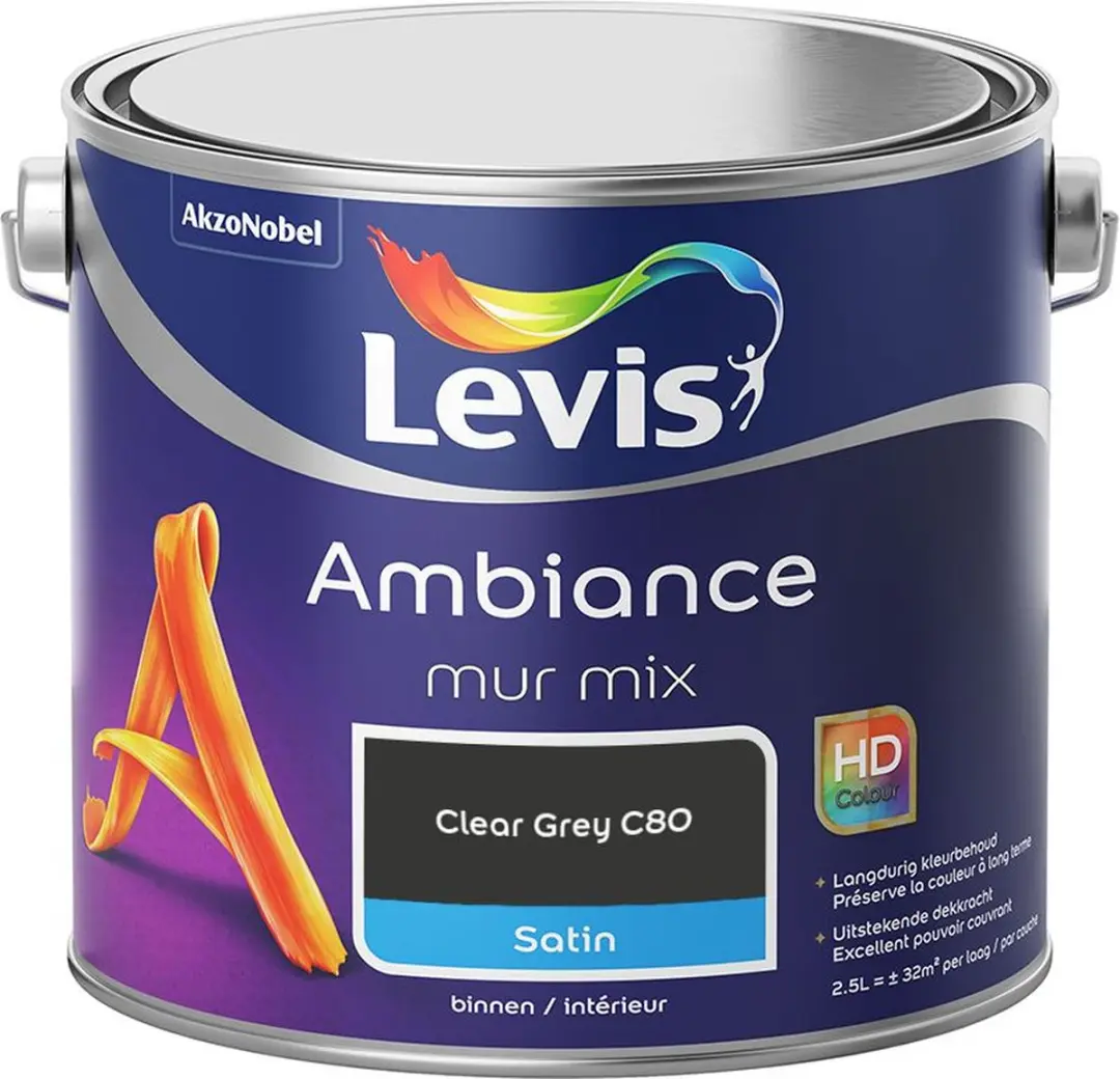 Levi's Ambiance Mur Satin Mix Clear Grey C80 Mengverf 2,5L