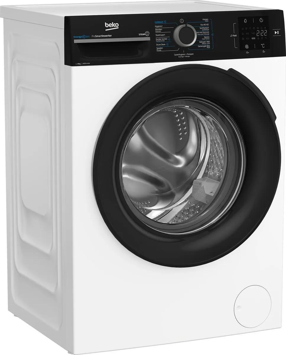 Beko BM3WFT3841B Wasmachine Voorlader 8 kg 1351 RPM - Wit - afbeelding 6 van 6