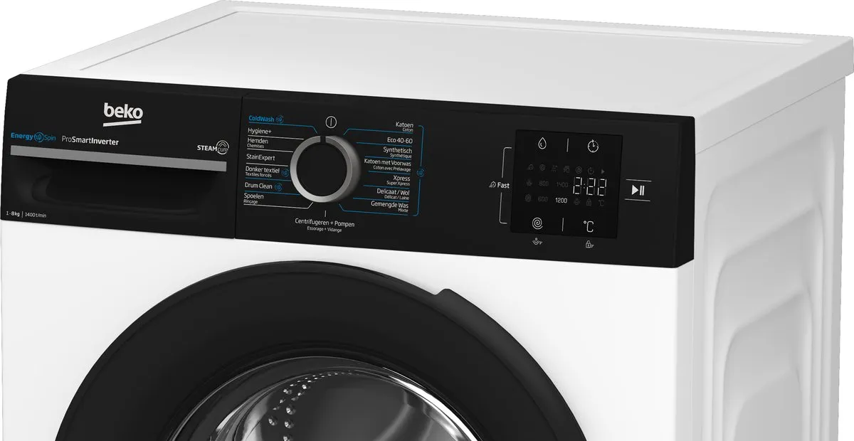 Beko BM3WFT3841B Wasmachine Voorlader 8 kg 1351 RPM - Wit
