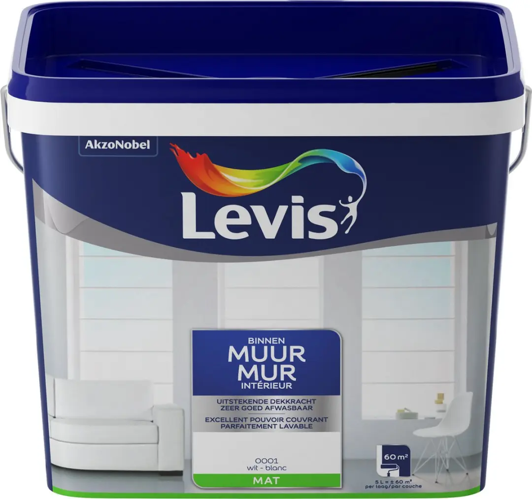 Levi's Muurverf Binnen Wit 5L