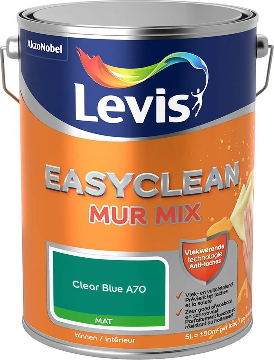 Levi's Easyclean Mur Mat Mix Clear Blue A70 Mengverf 5L